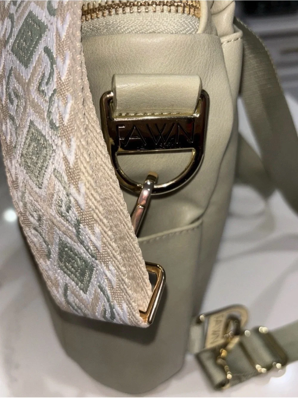 NEW Fawn Design The Original Diaper Bag, Backpack, Purse w crossbody strap Green